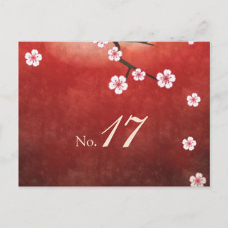Postal Cartão de Número de Tabela Sakura Cherry Blossom