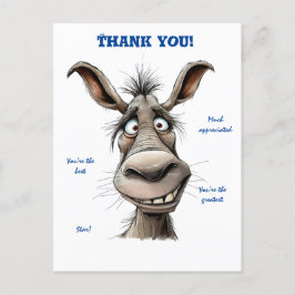 Postal Cartão de Obrigado Burro Engraçado
