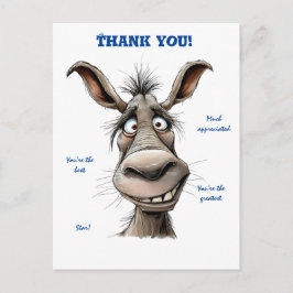 Postal Cartão de Obrigado Burro Engraçado