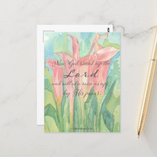 Postal Cartão De Oração 1 Flores De Lily De Calla Rosa Co