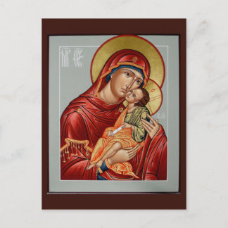 Postal Cartão de Oração da Doce Mãe de Deus Beijando