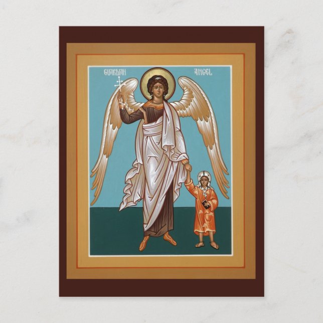 Postal Cartão de Oração de Anjo Guardião (Frente)