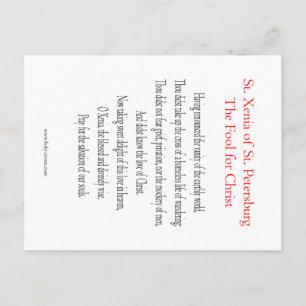 Postal Cartão de Oração de Sta. Xenia