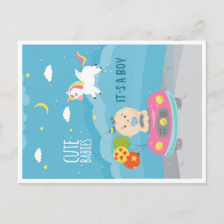 Postal Cartão de Parabéns para Novo Bebê Menino