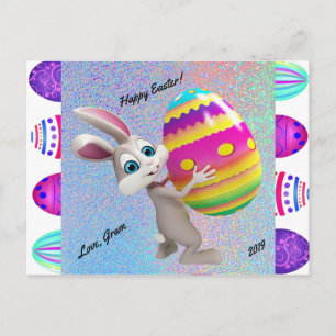 Postal Cartão de Páscoa Feliz - Personalize com Nome e Da