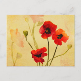 Postal Cartão de Posta de Cores Aquáticas para Poppies Ve