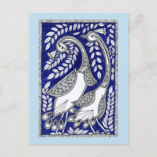 Postal Cartão de Posto Azul Antigo Kalamkari