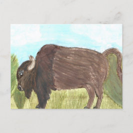 Postal Cartão de Posto Buffalo de Watercolor | Natureza |