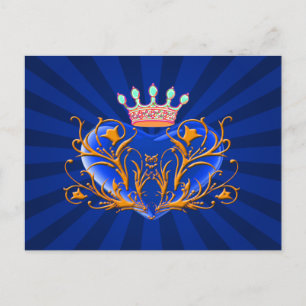 Postal Cartão de Posto Coração de Filigrana Azul