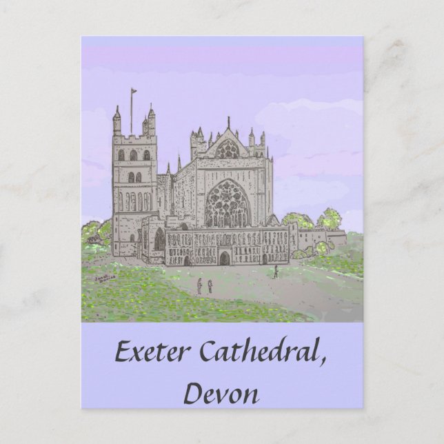 Postal Cartão de Posto da Catedral de Exeter (Frente)