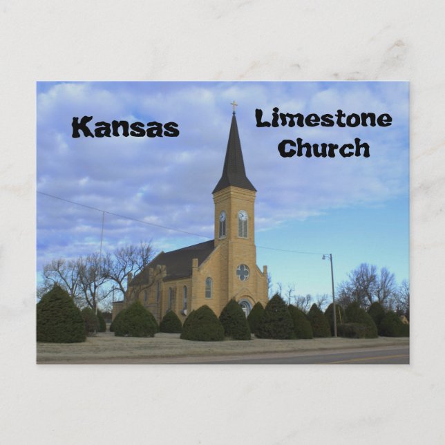 Postal Cartão de Posto da Igreja de Kansas Limestone (Frente)