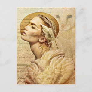 Postal cartão de posto de amigos com penas