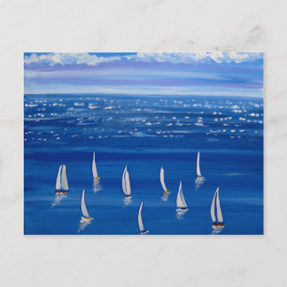 Postal Cartão de Posto de Arte Folha Azul de Navegação