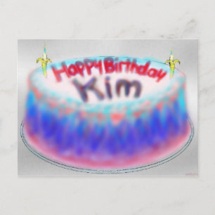 Postal Cartão de Posto de Bolo de Aniversário da Kim