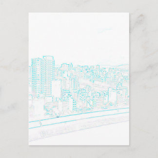 Postal Cartão de posto de desenho de linha azul Parte 1