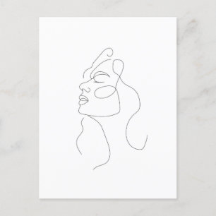 Postal Cartão de Posto de Desenho de Linha Boho Feminina