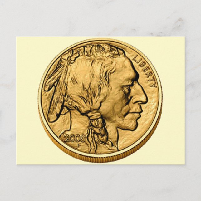 Postal Cartão de Posto de Moedas de Balão Dourado de Buff (Frente)