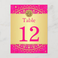 Cartão de Posto de Número de Tabela Dourada, Rosa