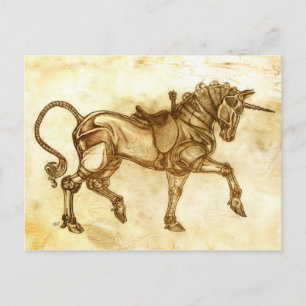 Postal Cartão de Posto de Sketch Unicorn Steampunk