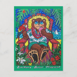 Postal Cartão de Posto de Urso Tropical