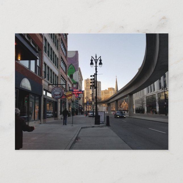 Postal Cartão de posto do Detroit pessoas mover (Frente)