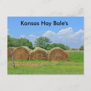 Postal Cartão de Posto do Kansas Hay Bale