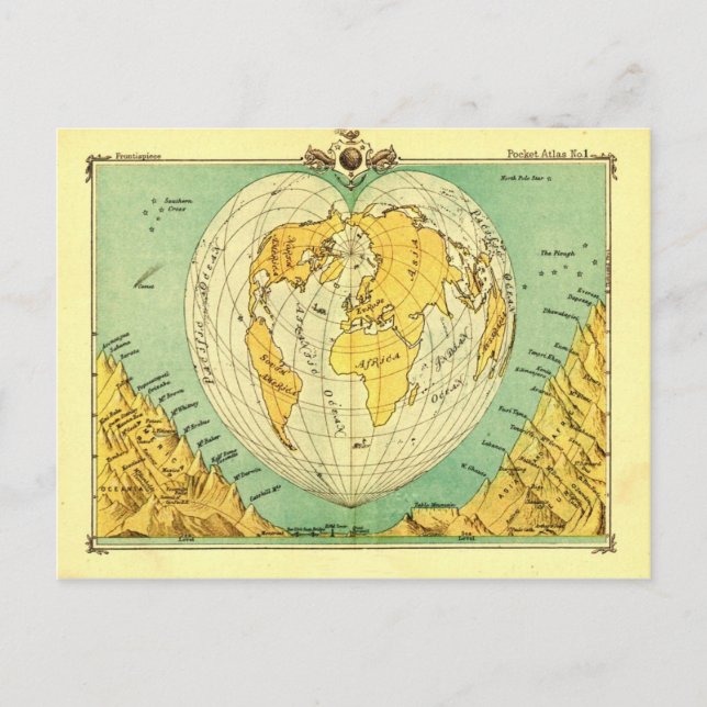 Postal Cartão de Posto do World Map (Frente)