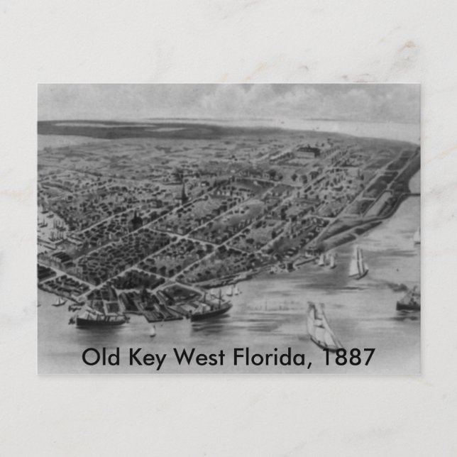 Postal Cartão de Posto Old Key West Florida, 1887 (Frente)