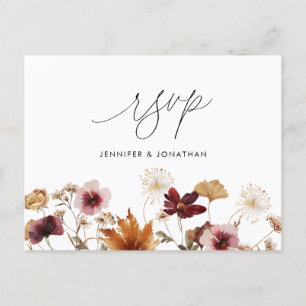Postal Cartão de Posto RSVP de Casamento Floral de Boho F