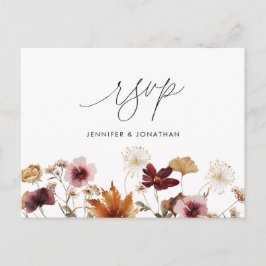 Postal Cartão de Posto RSVP de Casamento Floral de Boho F