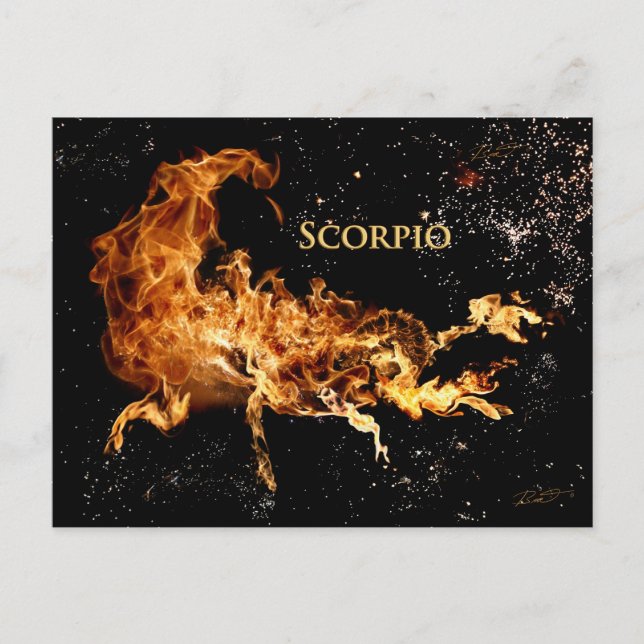 Postal Cartão de Posto Scorpio - Símbolos Zodiac (Frente)