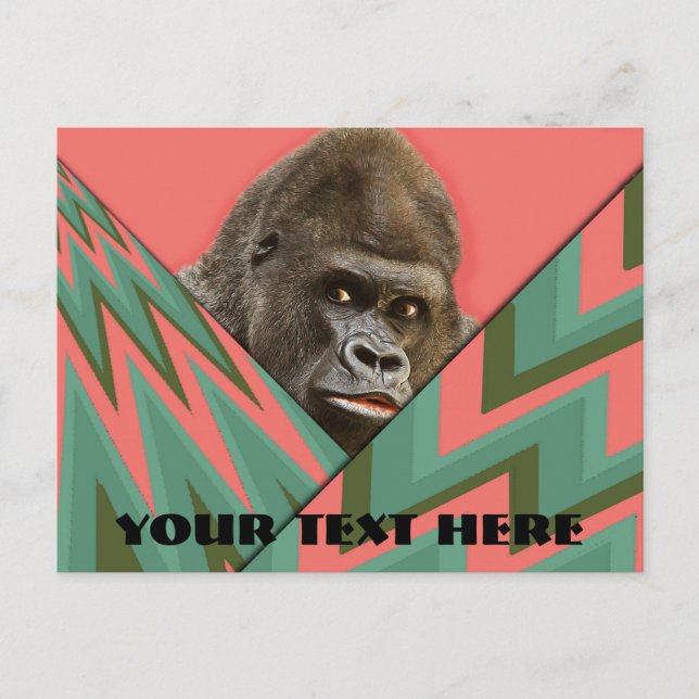Postal Cartão de Posto Verde Rosa Funny Gorilla (Frente)