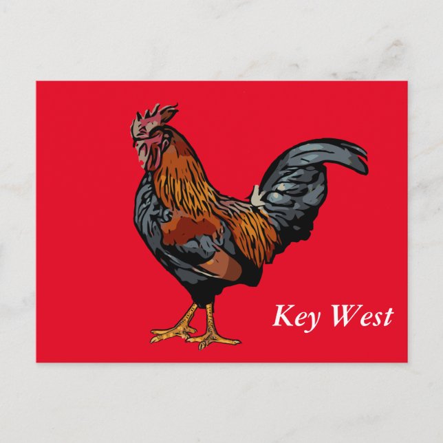 Postal Cartão de Posto West Key Red Rooster (Frente)