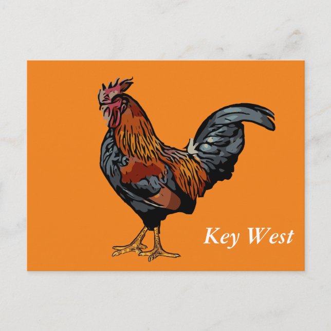 Postal Cartão de Posto West Key Rooster Orange (Frente)