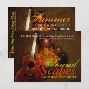 Postal Cartão de Promoção de Música SoundScapes Guitarra
