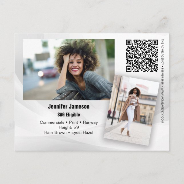 Postal Cartão de Promoção QR Code de Ator Modelo de Assin (Verso)
