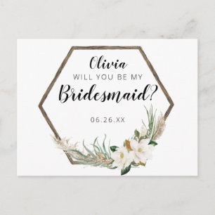 Postal Cartão de Proposta Bohemian Wreath Bridesmaid