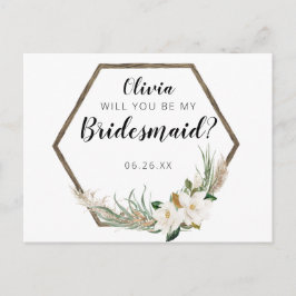 Postal Cartão de Proposta Bohemian Wreath Bridesmaid
