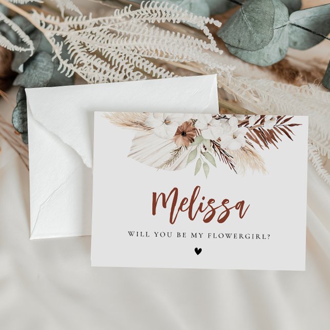 Postal cartão de proposta da paampas popular boho bridesm (Criador carregado)