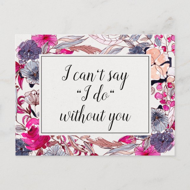 Postal Cartão de Proposta de Bridesmaid de Casamento Flor (Frente)