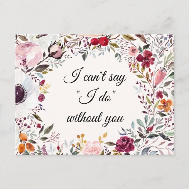 Postal Cartão de Proposta de Bridesmaid de Casamento Flor (Frente)