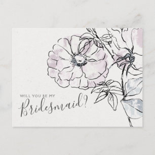 Postal Cartão de Proposta de Bridesmaid de Casamento Flor