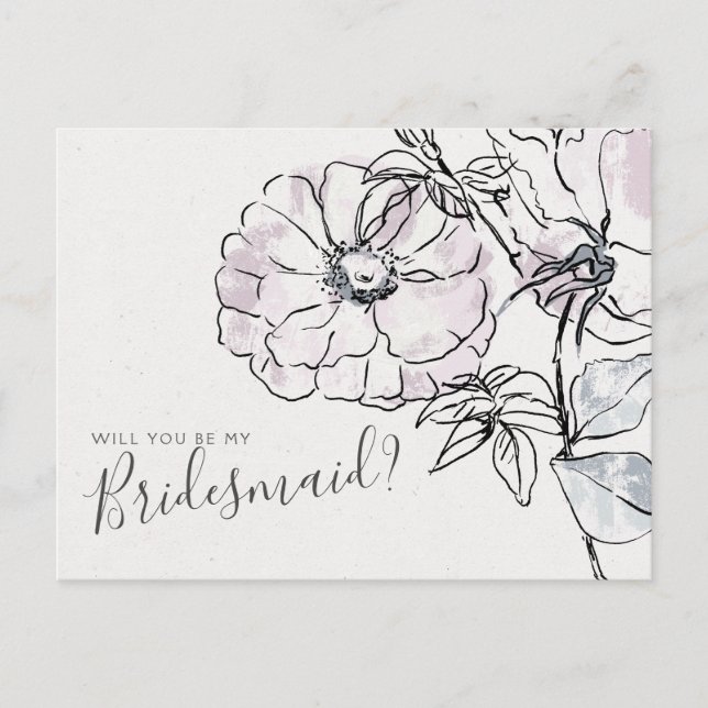 Postal Cartão de Proposta de Bridesmaid de Casamento Flor (Frente)