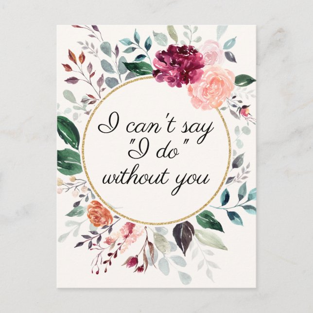 Postal Cartão de Proposta de Bridesmaid para Casamento Fl (Frente)