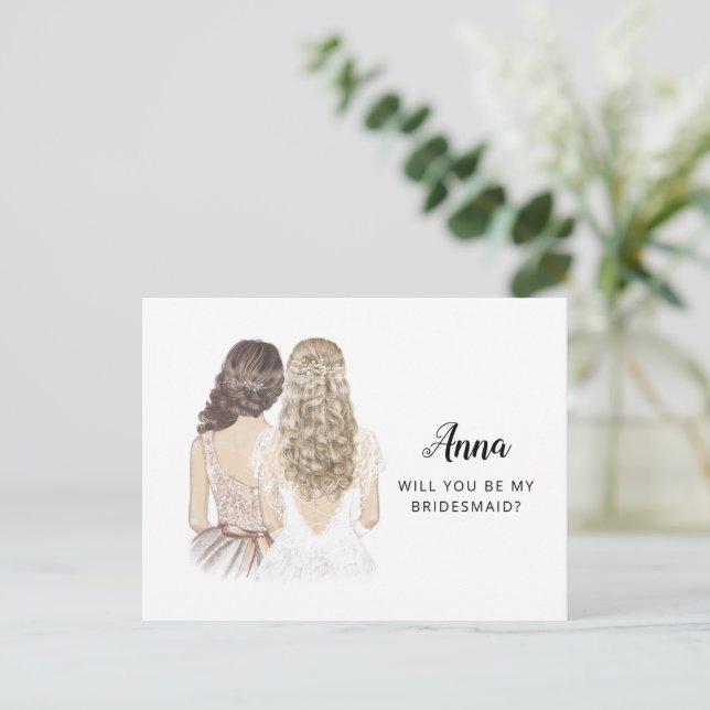 Postal Cartão de Proposta de Dama de Honra (Em pé/Frente)
