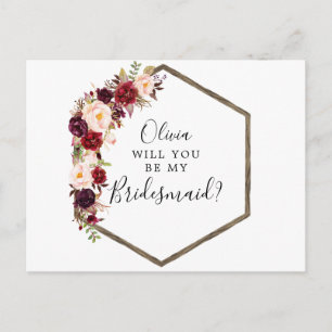 Postal Cartão de Proposta de Padrinho de Casamento Boho B