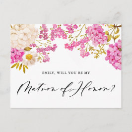 Postal Cartão de Proposta Magenta Hydrangeas Matron of Ho