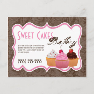 Postal Cartão de Publicidade Cup Cakes Padaria Doce