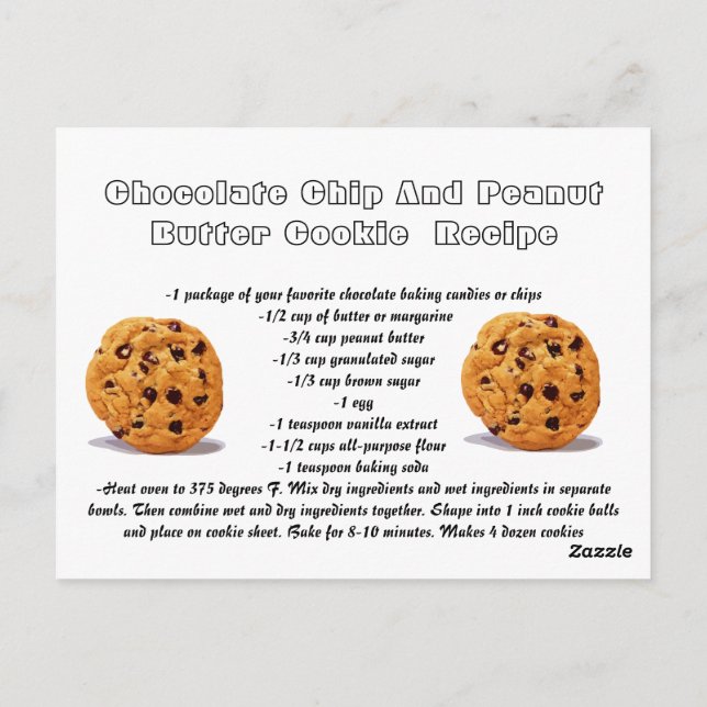 Postal Cartão de recebimento Chip Peanut Manteiga Cookie (Verso)