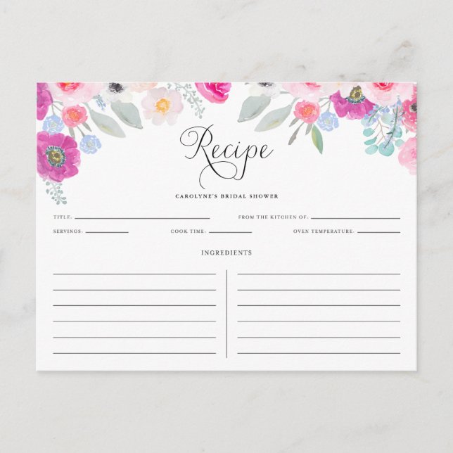 Postal Cartão de recebimento de anêmonas de aquarela roxa (Frente)